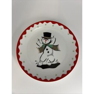 2002 Becky Denny Boston Warehouse Dancing Snowman 6.5" Plate Vintage
